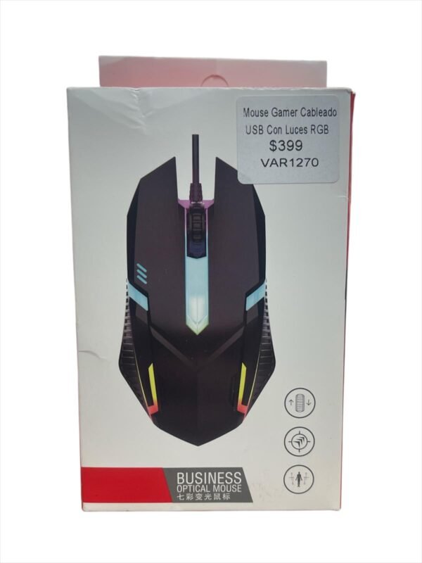 Mouse Gamer Cableado USB Con Luces RGB / 1000 DPI - Imagen 2