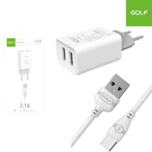 Cargador De Pared GOLF Doble USB 2.1A + Cable Micro USB
