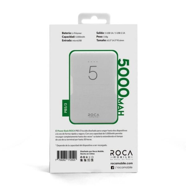 Power Bank ROCA PB5/3 5.000m - Imagen 2