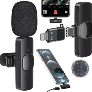 Micrófono Inalámbrico Solapero Para Celular  Tipo-C + Adaptador Lightning Para iPhone